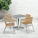 Emma + Oliver 31.5 Square Aluminum Table Set-4 Beige Rattan Chairs