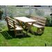Red Cedar 32 Wide 5 Cross Legged Picnic Table with (2) 5 Backed Benches