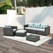 Ovios 6 Pieces Sunbrella Outdoor Patio Furniture Set Rattan Wicker Sectional Sofa All-Weather Conversation Set with Furniture Cover and Sunbrella Cushions