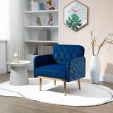 Goory Relax Furniture Single Chairs Modern Outdoor Upholstered Lounge Soft High Backrest Bedroom Sofa Navy Blue