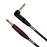Mogami Gold INST Silent S25R Guitar Instrument Cable 14 TS Male Plugs Gold Contacts Straight silentPLUG to Right Angle Connectors 25 Foot