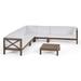 GDF Studio Bunny Outdoor 7 Seater Acacia Wood Sectional Sofa Set Gray and White