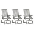 Suzicca Patio Reclining Chairs 3 pcs Gray Solid Acacia Wood