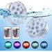 WHATOOK 2 Pack Pool Lights LED Underwater Waterproof Pond Lights with Remote RF Suction Cups and Magnets 13 LED Colors Changing Christmas Submersible Pond Lights