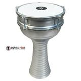 Zaza Percussion 16 Silver Turkish Aluminum Darbuka Doumbek Synthetic Head and Internal Jingles