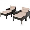 5 Pcs Patio Rattan Wicker Sofa Furniture Set