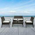 4pc Outdoor Patio Wicker Rattan Sofa And Chairs Garden Furniture Set