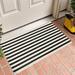 Fennco Styles Woven Classic Striped Area Rug 24 W x 51 L - Black Cotton Blend Carpet Indoor Outdoor Floor Mat for Living Room Entryway Bedroom and Floor DÃ©cor