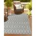 Unique Loom Gitter Indoor/Outdoor Trellis Rug Gray Blue 9 x 12 Rectangle Trellis Modern Perfect For Patio Deck Garage Entryway