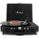 LP&No.1 Portable Suitcase Record Player with Stereo Speaker 3 Speeds Belt-Drive Turntable for Vinyl Records Black