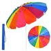 Costway 8 FT Beach Umbrella Outdoor Tilt Sunshade Sand Anchor W/Carry Bag Rainbow