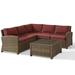 Afuera Living Modern 4 Piece Wicker Patio Sectional Set in Brown and Sangria