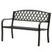 Gardenised Black Outdoor Garden Patio Steel Park Bench Lawn Decor with Cast Iron Back Seating bench with Backrest and