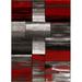 Ladole Rugs Copper Currant Red Grey Contemporary Geometric Design Modern Indoor Mat Doormat Rug Carpet 2 x 3 3 (60cm x 100cm)