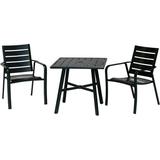 Hanover Cortino 3-Piece Commercial-Grade Bistro Set with 2 Aluminum Slat-Back Dining Chairs and a 30 Slat-Top Table