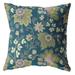 HomeRoots 412807 20 in. Teal & Green Jacobean Indoor & Outdoor Zippered Throw Pillow