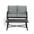 Marciano Outdoor Aluminum Loveseat and Coffee Table Set Matte Black and Light Gray