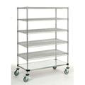 18 Deep x 60 Wide x 92 High 1200 lb Capacity Mobile Unit with 5 Wire Shelves and 1 Solid Shelf