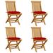 vidaXL Patio Chairs Outdoor Bistro Folding Chair with Cushions Solid Wood Teak