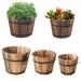 D-GROEE Rustic Wooden Succulent Planter Bucket with Handle Flower Planter Plant Pots Boxes Container Water Wishing Well Pail Patio Garden Backyard Primitive Planter Outdoor Indoor Home Decor