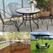 Goorabbit Outdoor Glass Table 32 Patio Tempered Glass Outdoor Dining Table Umbrella Stand Hole for Garden