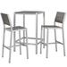 Modern Contemporary Urban Design Outdoor Patio Balcony Garden Furniture Bar Pub Stool Chair and Table Set Aluminum Metal Steel Grey Gray