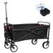 YSC Collapsible Folding Beach Outdoor Utility Wagon with 2-PACK Black Wagon Straps(Black)
