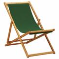 Andoer Folding Beach Chair Eucalyptus Wood and Fabric Green