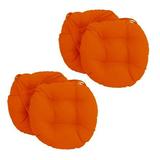 Blazing Needles 16 in. Spun Polyester Solid Outdoor Round Tufted Chair Cushions Tangerine Dream - Set of 4