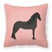 Friesian Horse Pink Check Fabric Decorative Pillow