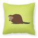 Eurasian Beaver Green Fabric Decorative Pillow