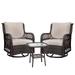 OUTOP Outdoor Swivel Rocker Patio Chairs Set 3 Piece Wicker Patio Bistro Set with Premium Cushions 2Pcs Chairs and 1Pcs Side Table Grey
