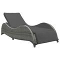 Dcenta Sun Lounger with Cushion Gray Poly Rattan Backrest Adjustable Daybed for Patio Garden Backyard Poolside Balcony Outdoor Funiture 78.7 x 28.7 x 17.7 Inches (L x W x H)