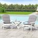 Gwendolyn Outdoor 2 Seater Acacia Wood Chat Set with Water Resistant Cushions Gray White