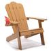 Funnytoys Adirondack Chair Backyard Outdoor Furniture Painted Seating with Cup Holder All-Weather and Fade-Resistant Plastic Wood for Lawn Patio Deck Garden Porch Lawn Furniture Chairs Brown