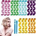 Wave Hair Rollers 30pcs Magic Hair Curler DIY Hair Roller Styling Tool No Heat Hair Curlers and 2 Styling Hooks Hair Dividers Hair Formers Hair Styling Tool for Women Lady 6 Colors of 25cm