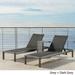 Skyler Outdoor Grey Aluminum Chaise Lounge and C-Shaped Side Table
