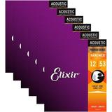 Elixir 16052 Acoustic Phosphor Bronze Nano Light 12-53 6 Pack Bundle