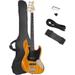 GLARRY 4 String GJazz Electric Bass Guitar Full Size Right Handed with Guitar Bag Amp Cord and Beginner Kits (Yellow)