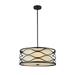 20 Inches Fabric Wrapped Ceiling Pendant with Scrolled Metal Frame Bronze