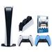 Sony Playstation 5 Digital Edition Console with Extra Blue Controller DualSense Charging Station and Surge FPS Grip Kit With Precision Aiming Rings Bundle