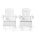 Kono Outdoor Acacia Wood Reclining Adirondack Chair with Footrest Set of 2 White