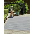 Unique Loom Maia Indoor/Outdoor Striped Rug Teal/Ivory 4 1 x 6 1 Rectangle Striped Contemporary Perfect For Patio Deck Garage Entryway