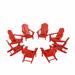 Westintrends 8 Pcs Outdoor Folding HDPE Adirondack Patio Chairs Weather Resistant Red