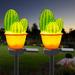 Garden Decor Solar Lights Outdoor - 2 Pack Cactus Stake Waterproof Landscape Lights Pathway Yard Lawn Walkway Decoration