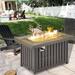 Mellcom 43in Propane Fire Pit Table 50000 BTU HDPE Rectangle Gas Fire Pit for Outside Paito Backyard Gray