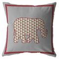 HomeRoots 412446 16 in. Elephant Indoor & Outdoor Throw Pillow Red & Gray