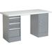 Pedestal Workbench W/ 3 Drawers & 1 Cabinet Plastic Laminate Safety Edge 60 W x 30 D Gray