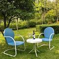 Crosley Furniture Griffith 3 Piece Metal Patio Conversation Set in Sky Blue