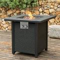 COSIEST Outdoor Propane Metal Fire Table Square Black Brown Fire Pit
